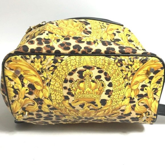 VERSACE vintage leopard backpack bag Backpack PVC / Leather yellow/Black main image 8